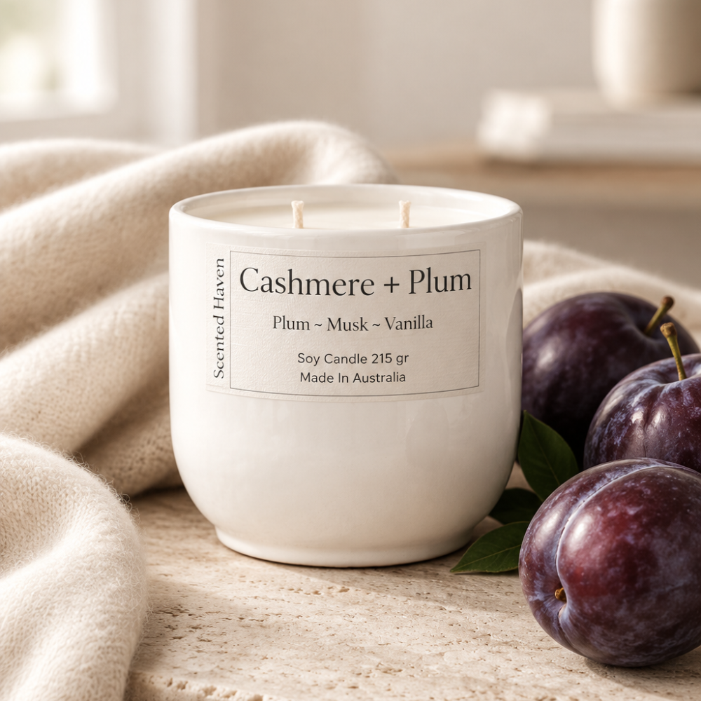 NEW!!! Cashmere & Plum: Plum + Musk + Vanilla  Candle For The Lovers of Fruity Scents