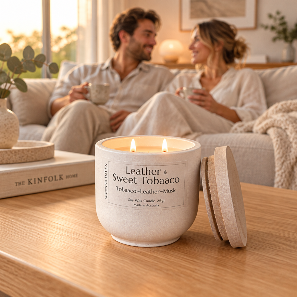 A bold and sophisticated fragrance that combines the rich sweetness of tobacco with the smooth, rugged warmth of leather. Deep, warm, and effortlessly luxurious, this scent creates an inviting atmosphere with a timeless, masculine edge